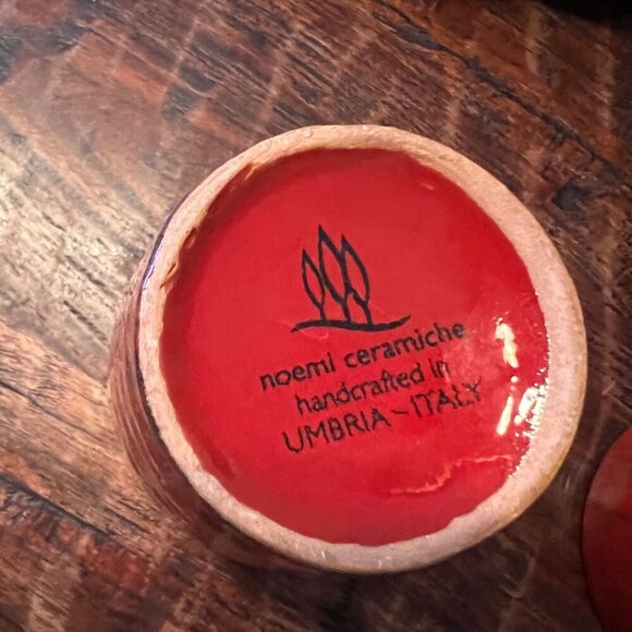 Noemi Ceramiche Handcrafted Ceramic Tumblers Set Of 4 Red Black Glaze Cups Made - Picture 3 of 8